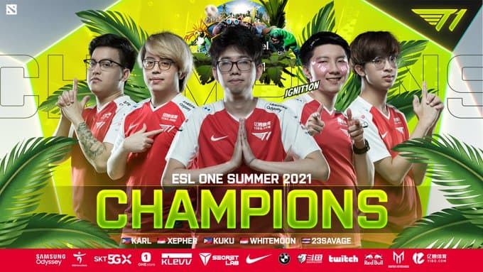 T1, the winners of ESL One Summer 2021