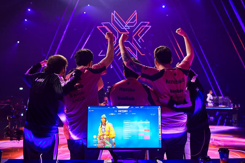 BERLIN, GERMANY - SEPTEMBER 16: Team KRU Esports poses on stage after a victory at the <a href="https://esports.gg/news/valorant/valorant-champions-storylines-day-6/">VALORANT Champions</a> Tour 2021: Stage 3 Masters on September 16, 2021 in Berlin, Germany. (Photo by Lance Skundrich/Riot Games)