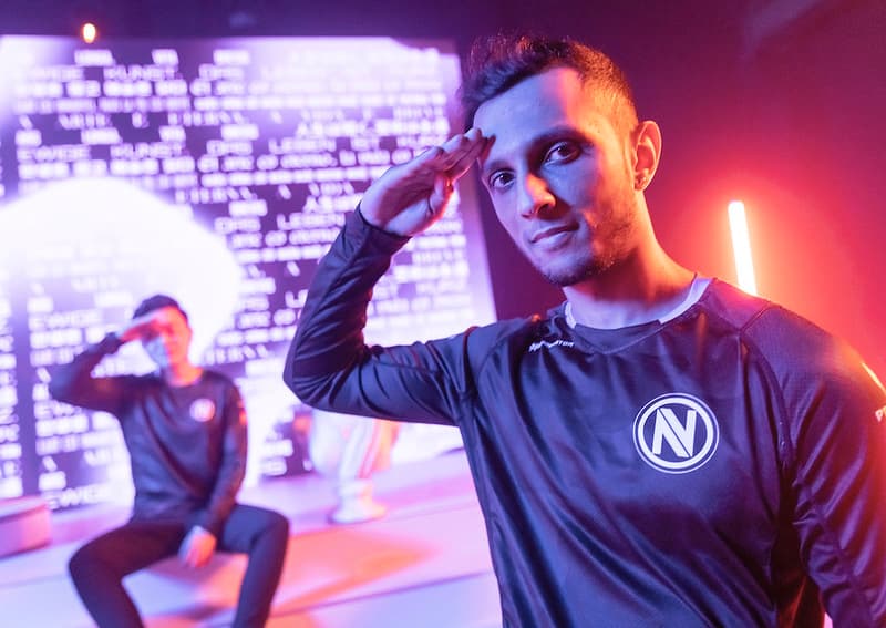 BERLIN, GERMANY - SEPTEMBER 8: Team Envy's Pujan "FNS" Mehta poses at the <a href="https://esports.gg/news/valorant/valorant-champions-storylines-day-6/">VALORANT Champions</a> Tour 2021: Stage 3 Masters Features Day on September 8, 2021 in Berlin, Germany. (Photo by Colin Young-Wolff/Riot Games)