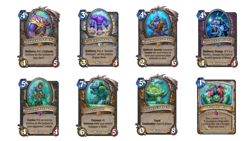 Revealed <a href="https://esports.gg/news/hearthstone/hearthstones-new-dredge-keyword-brings-flavor-to-voyage-to-the-sunken-city-expansion-how-does-the-mechanic-work/">Voyage to the Sunken City Hearthstone's Expansion</a> cards. Images via Blizzard Entertainment.