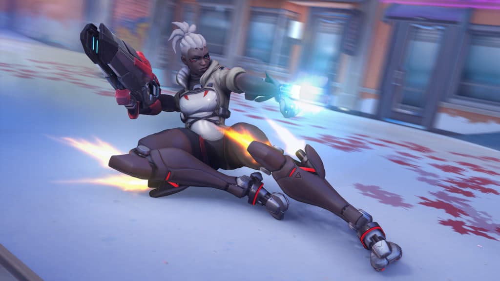 Sojourn's power slide also helps her get elevation if she jumps mid-slide. Image Credit: Blizzard.