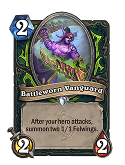 Battleworn Vanguard<br>Old: 2 Attack, 1 Health → <strong>New: 2 Attack, 2 Health</strong>