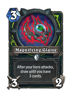 Magnifying Glaive<br>Old: 2 Attack, 2 Durability → <strong>New: 3 Attack, 2 Durability</strong>