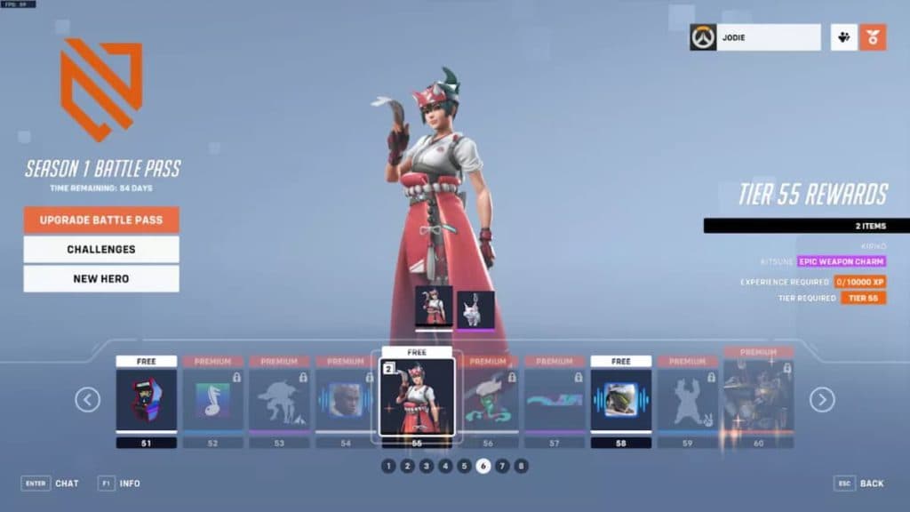 Kiriko is unlockable! After 55 Overwatch 2 battle pass levels... (Image via Blizzard)