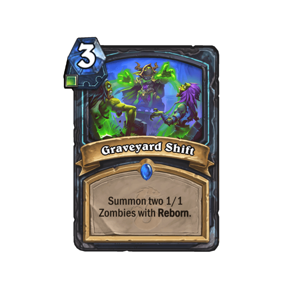 The Graveyard Shift spell features the Reborn keyword. Image via Blizzard Entertainment.