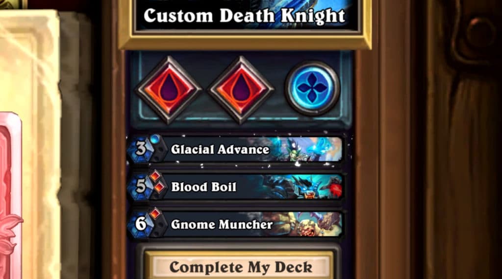 Death Knight deckbuilding screenshot. Image via Blizzard Entertainment.