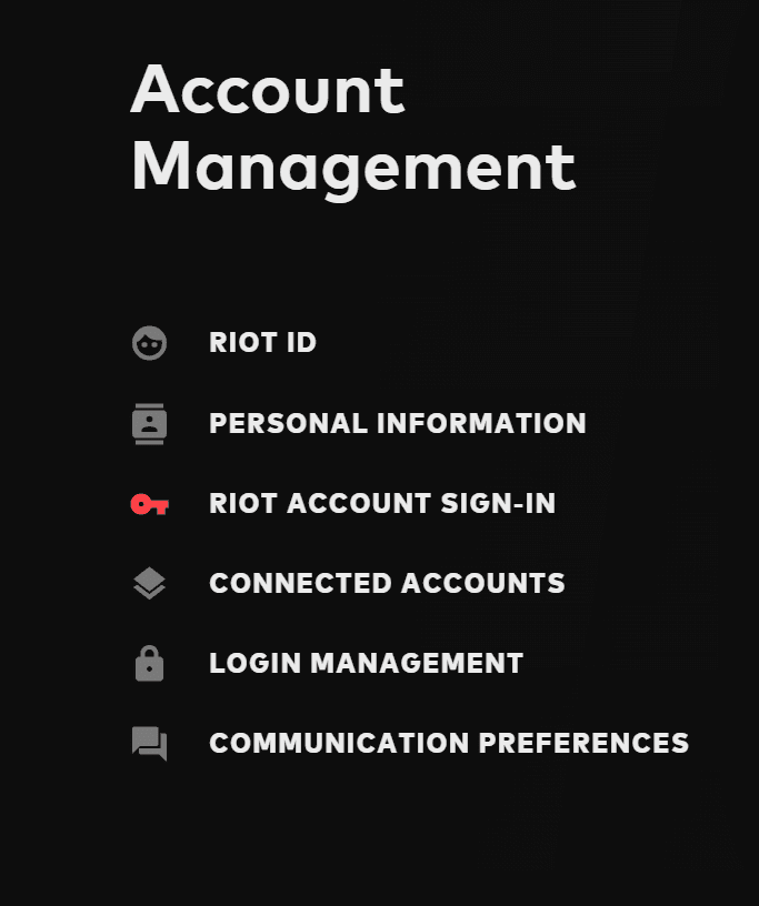 The Riot Account Sign-In Page.