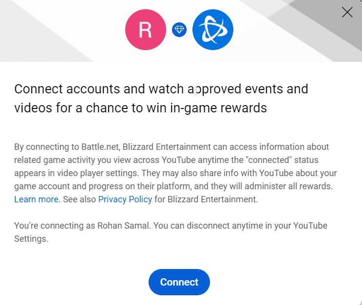 Continue, connect. You will receive a prompt to enter your username and password later.